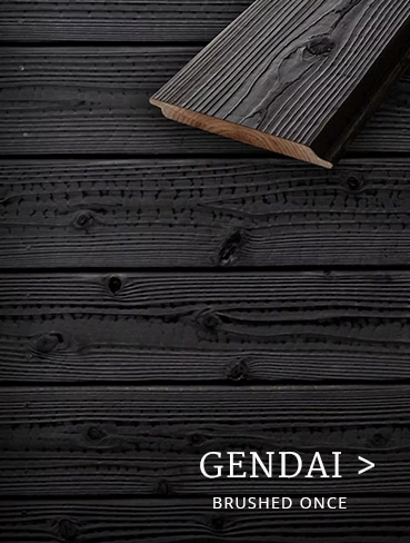 Vista de superficie y de perfil del Gendai Yakisugi